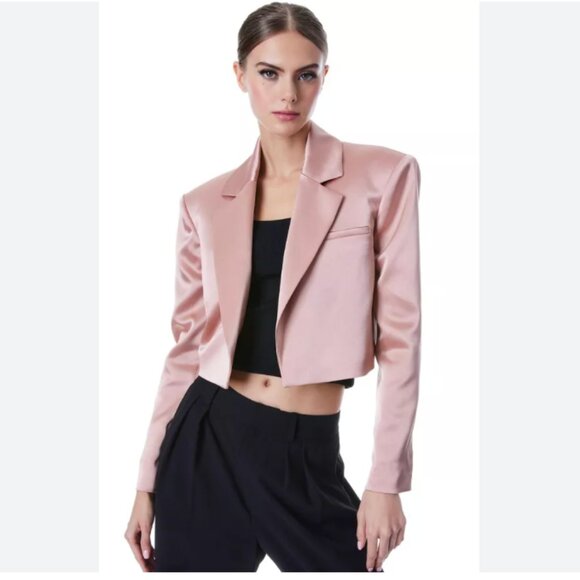 NWT Alice + Olivia Shan Crop Satin Blazer in burnt Rose SZ 8